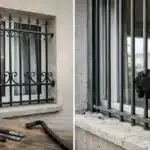 Grilles de défense ou barres anti-effraction : quelle protection réelle pour vos ouvertures ? Fenêtre aux barreaux métalliques avec flexible noir